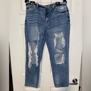 Kancan Women’s Mid Rise Boyfriend Denim Jeans